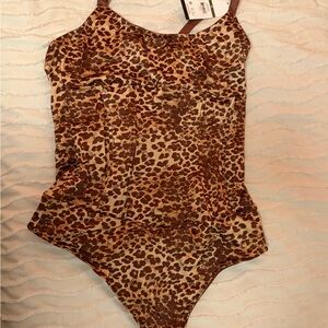 NWT Leopard bodysuit with corset detailing